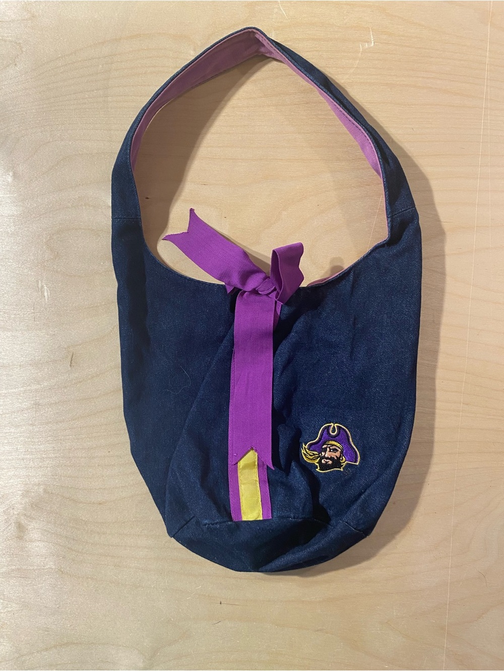 Spirit Ready Purple Accent Navy Shoulder Bag with Embroidered Logo (Y)
